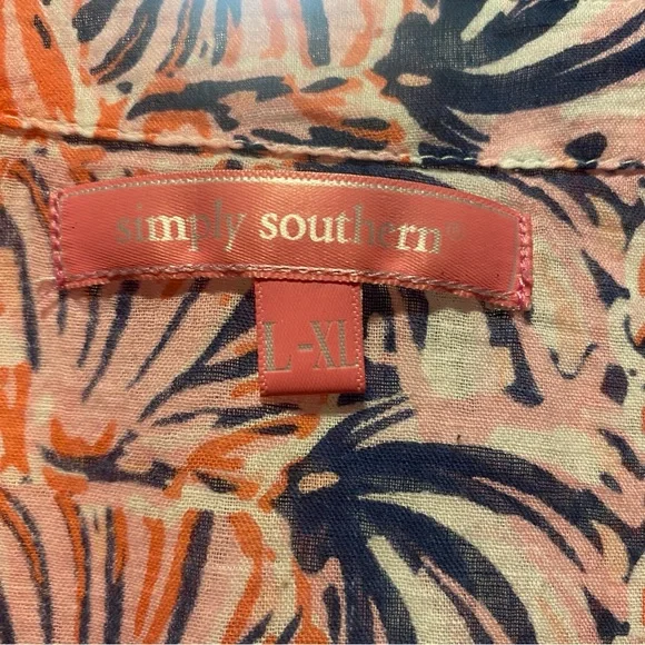 Simply Southern Pink and Navy Poncho/cover up Lg/Xlg - Picture 2 of 9